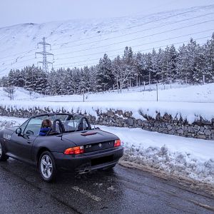 Over the Cairngorms with the hood down - Drumochter Pass 1508ft